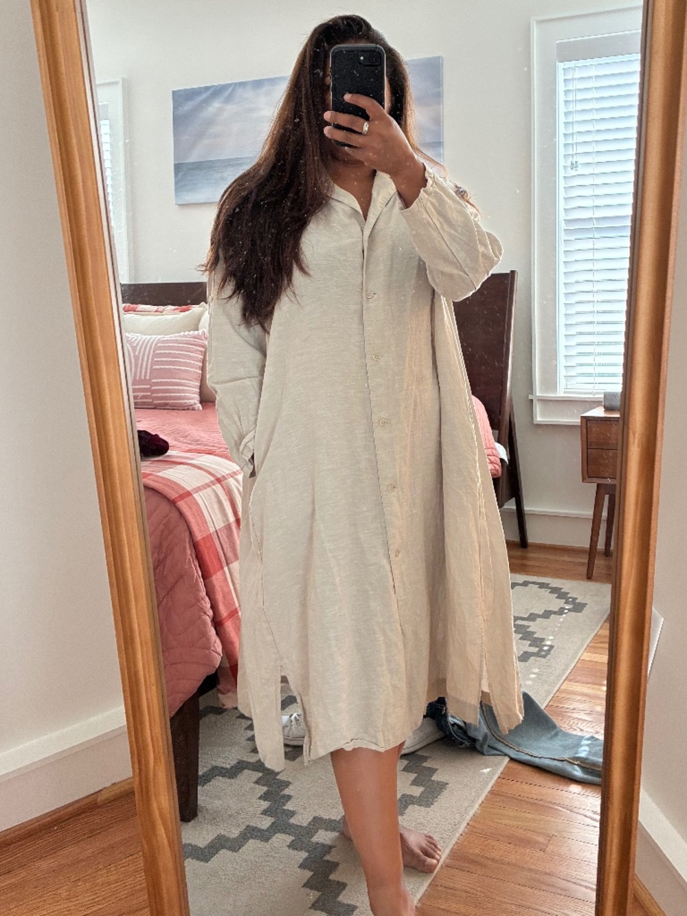 Uniqlo Cotton Linen blend Oversized Shirt Dress - Picture 5 of 9